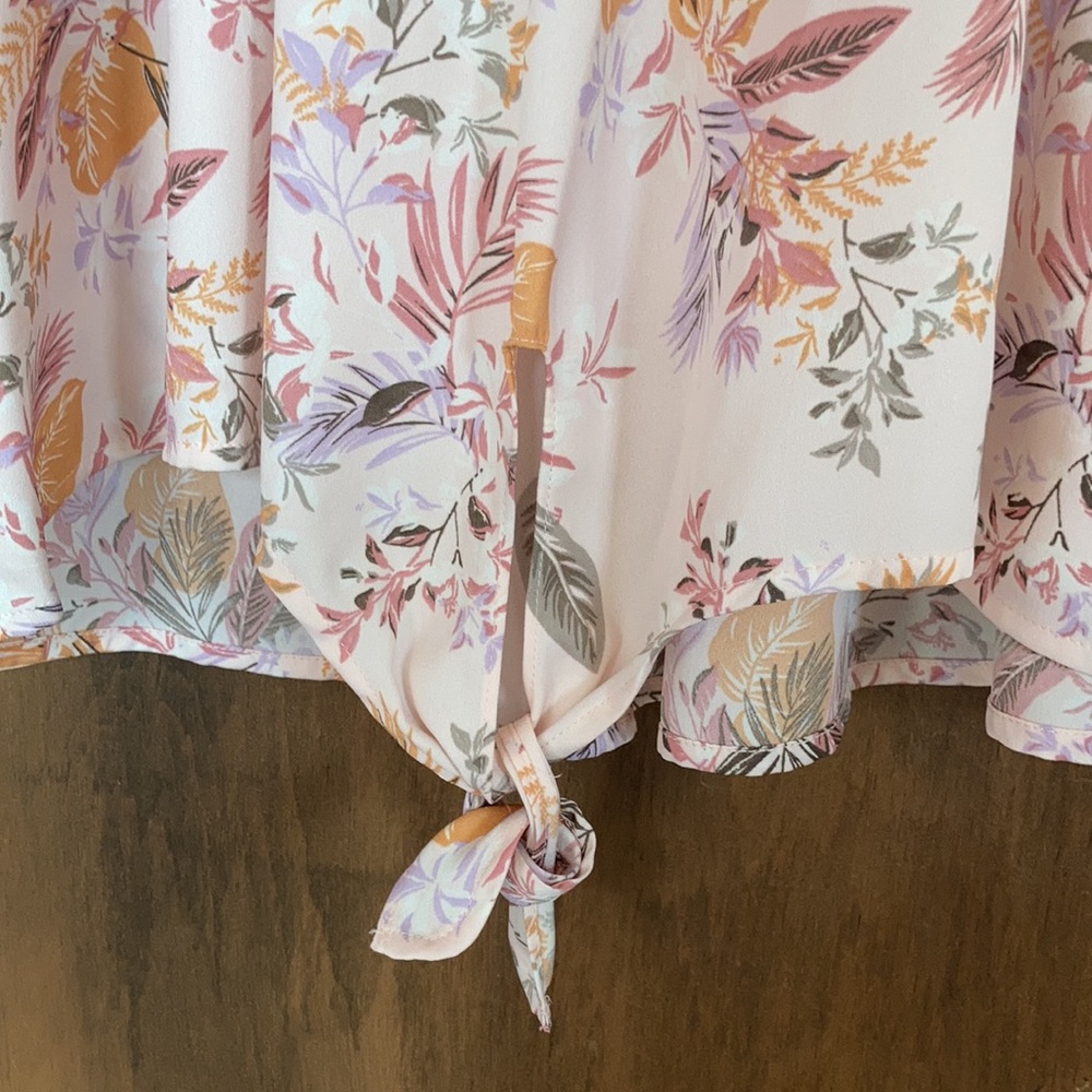 Emaline top floral print bell sleeve blouse tie detail boho Casual office 2X - Picture 7 of 17